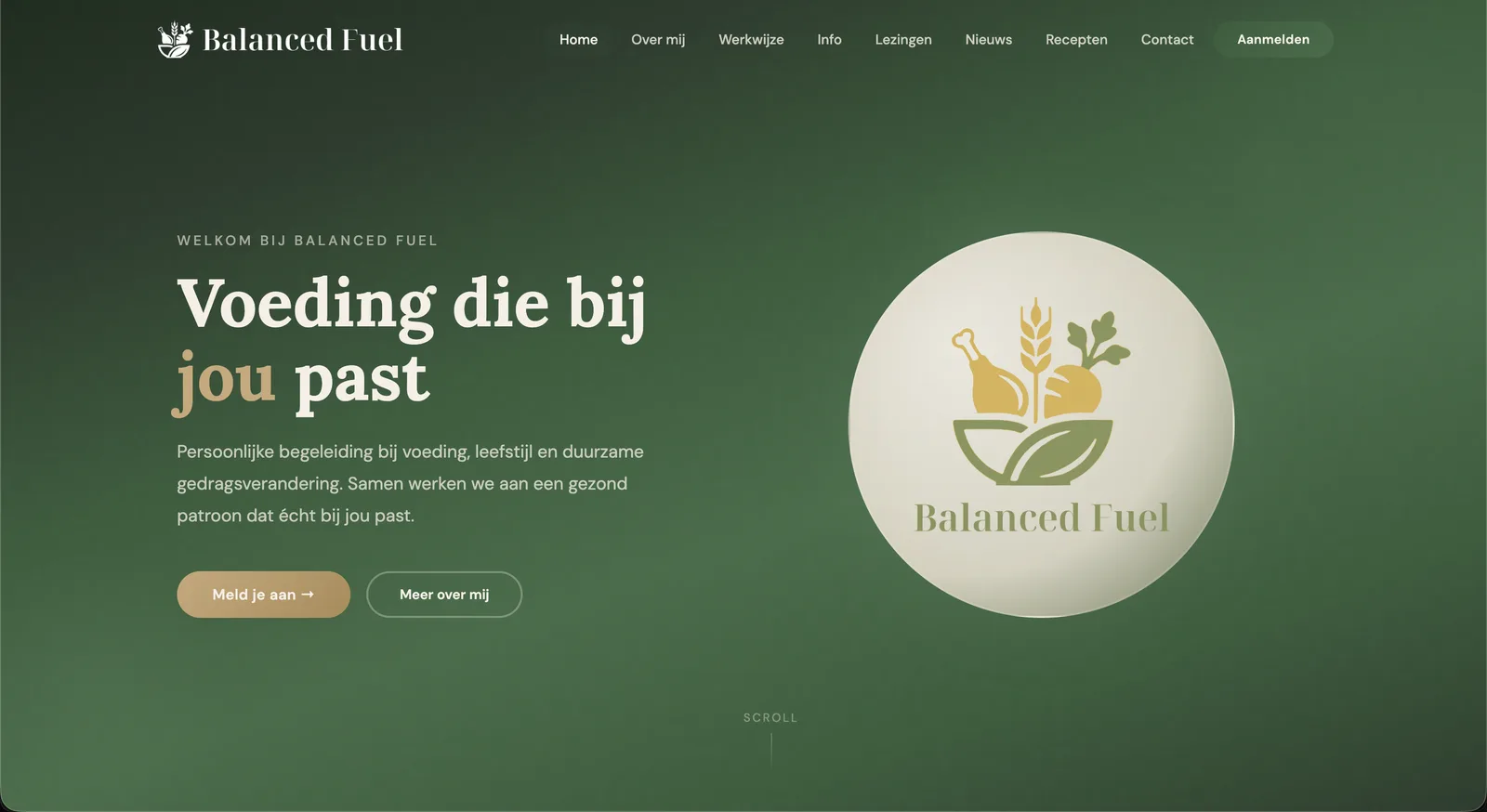 Screenshot van de website balancedfuel.nl