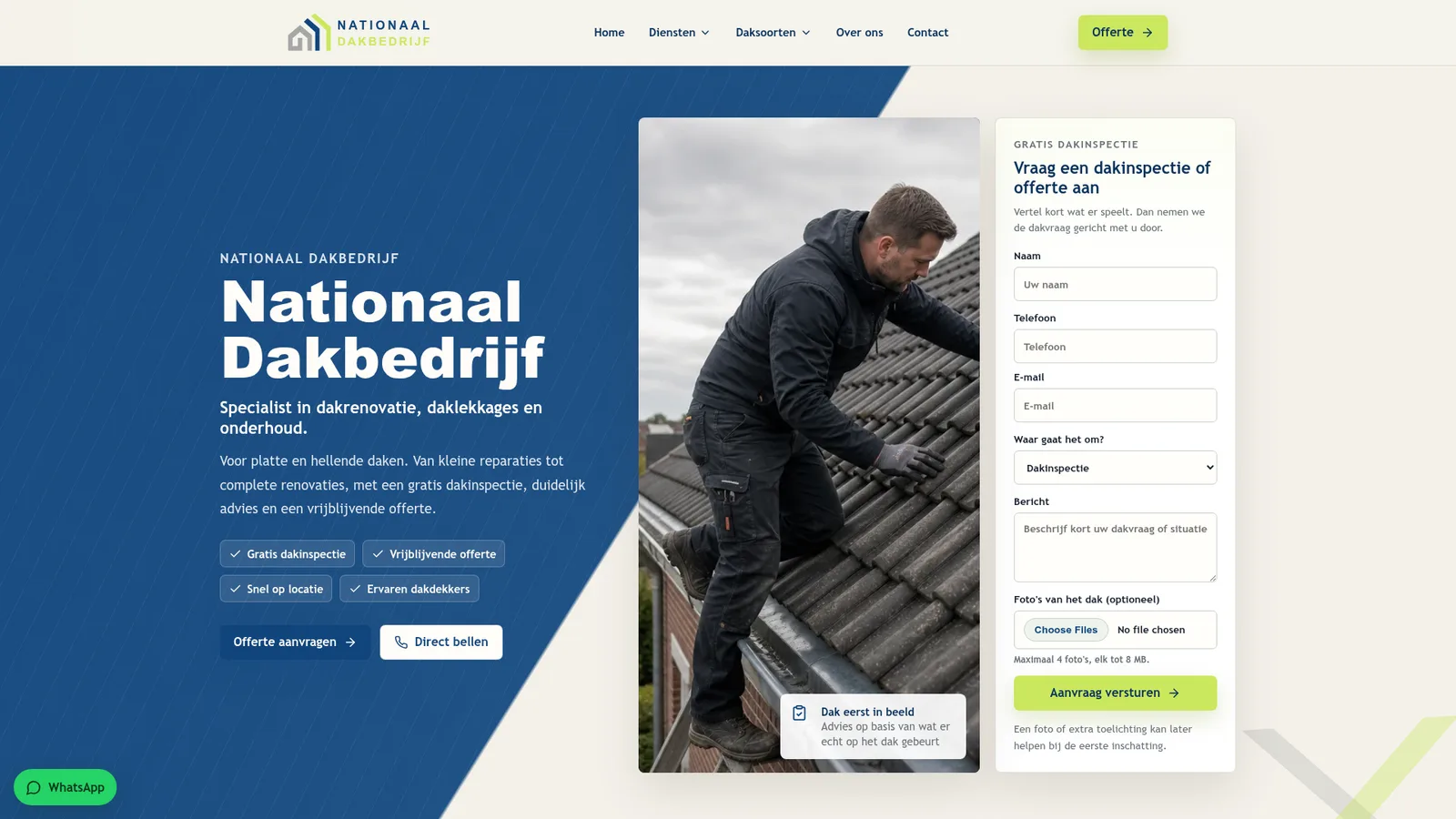 Screenshot van de website nationaaldakbedrijf.nl