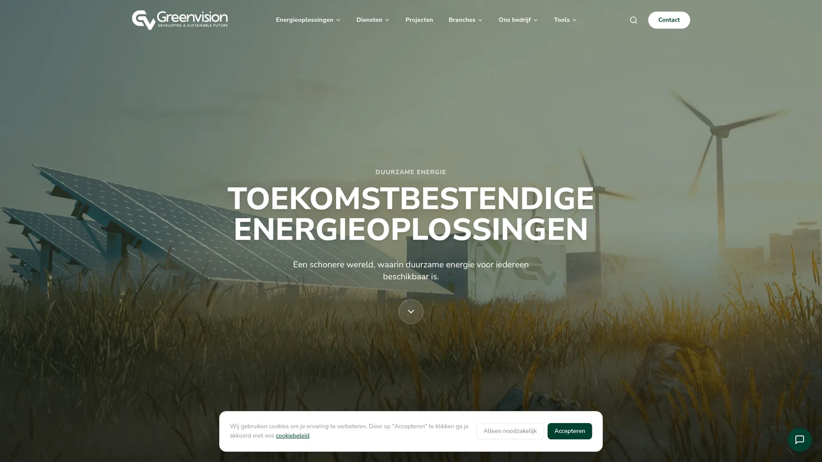 Screenshot van de website greenvision.energy