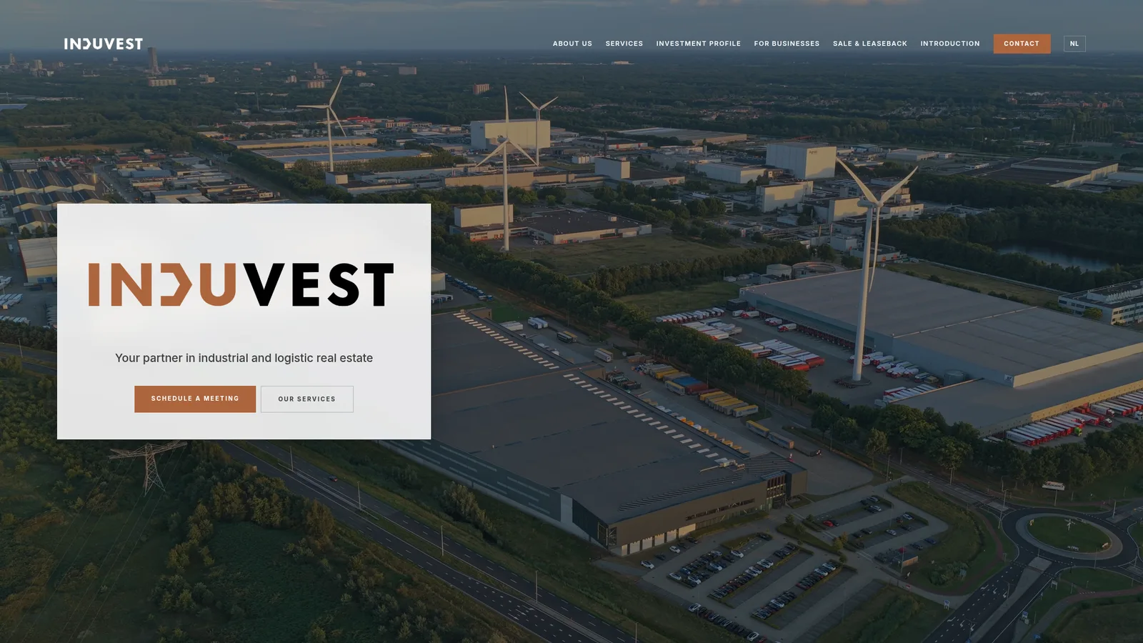 Screenshot van de website induvest.nl