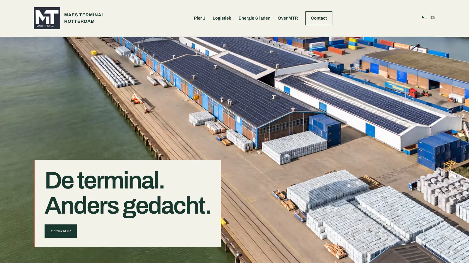 Screenshot van de website maesterminal.nl